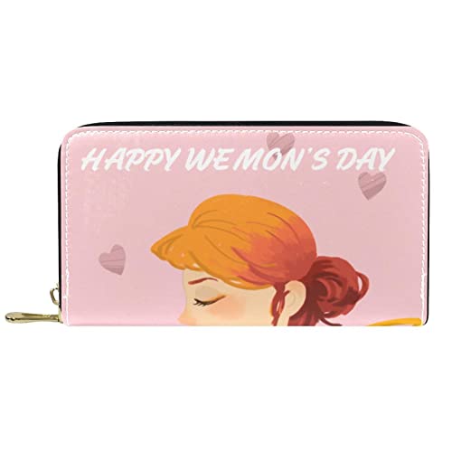 NLWQEKV Leder-Geldbörse für Herren, große Damen-Geldbörse für Karten, Frauentag und Blumen, Münzfach mit Reißverschluss von NLWQEKV
