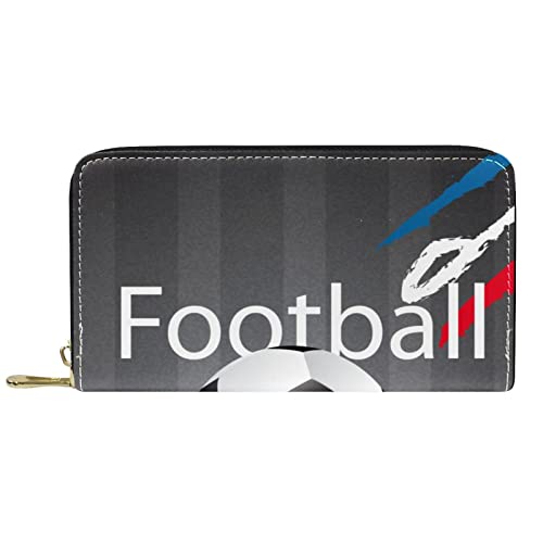NLWQEKV Leder-Geldbörse für Herren, große Damen-Geldbörse für Karten, Fußball, Münzfach mit Reißverschluss von NLWQEKV