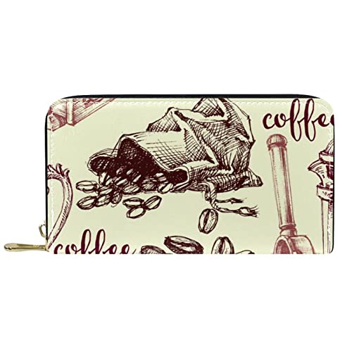 NLWQEKV Leder-Geldbörse für Herren, große Damen-Geldbörse für Karten, Kaffee und Tassen, Münzfach mit Reißverschluss von NLWQEKV