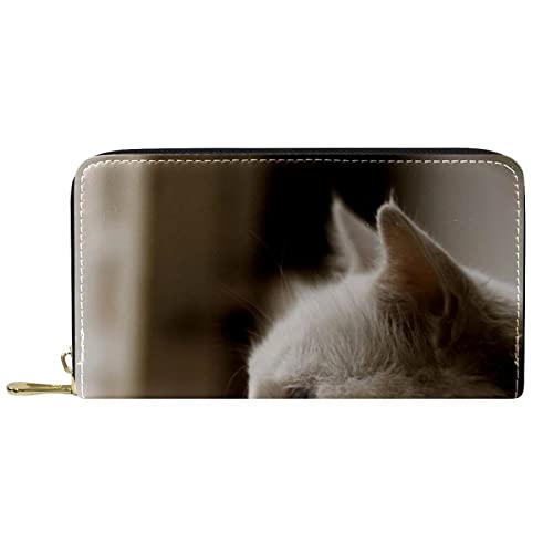 NLWQEKV Leder-Geldbörse für Herren, große Damen-Geldbörse für Karten, Katzenfotos, Münzfach mit Reißverschluss von NLWQEKV