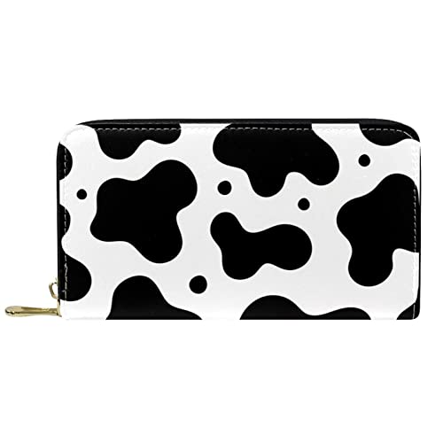 NLWQEKV Leder-Geldbörse für Herren, große Damen-Geldbörse für Karten, Kuh-Textur, Münzfach mit Reißverschluss von NLWQEKV