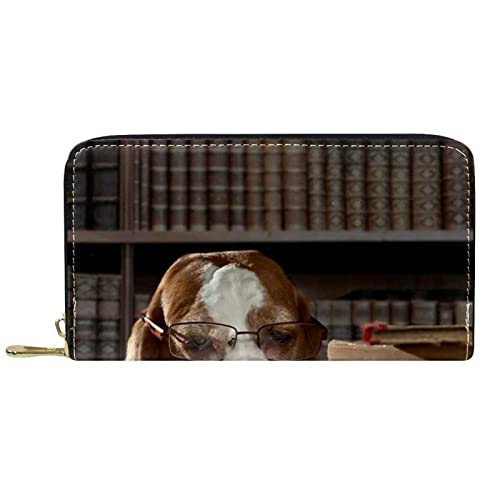 NLWQEKV Leder-Geldbörse für Herren, große Damen-Geldbörse für Karten, Lesehund, Münzfach mit Reißverschluss von NLWQEKV