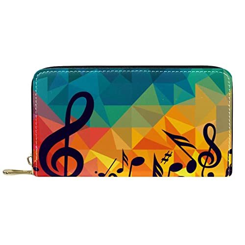 NLWQEKV Leder-Geldbörse für Herren, große Damen-Geldbörse für Karten, Moderne Musiknoten, Münzfach mit Reißverschluss von NLWQEKV