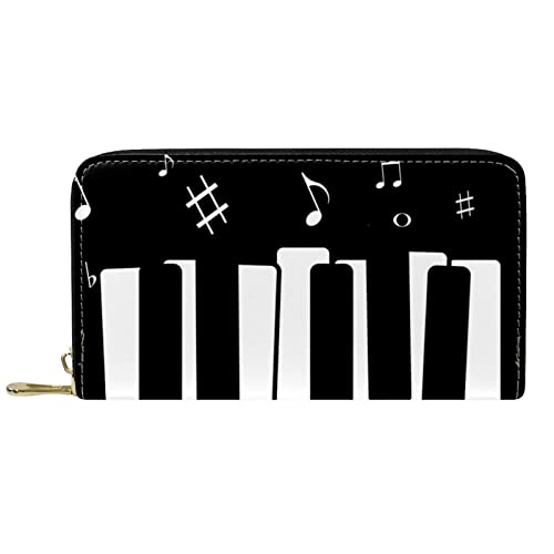 NLWQEKV Leder-Geldbörse für Herren, große Damen-Geldbörse für Karten, Musiknoten, Klaviertasten, Münzfach mit Reißverschluss von NLWQEKV
