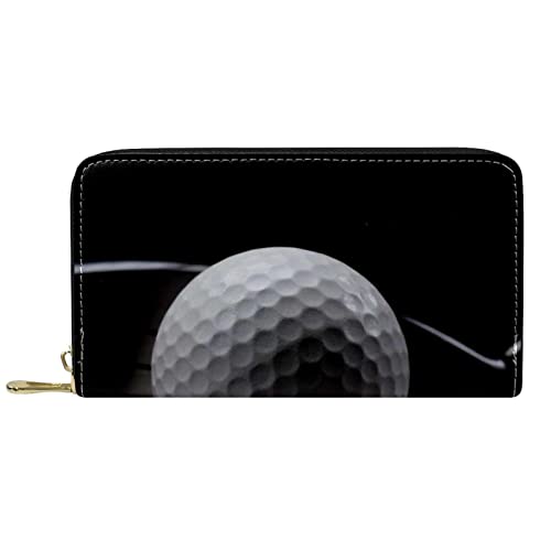 NLWQEKV Leder-Geldbörse für Herren, große Damen-Geldbörse für Karten, Schwarz und Golfball, Münzfach mit Reißverschluss von NLWQEKV