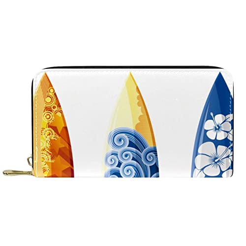 NLWQEKV Leder-Geldbörse für Herren, große Damen-Geldbörse für Karten, Surfbrett, Münzfach mit Reißverschluss von NLWQEKV
