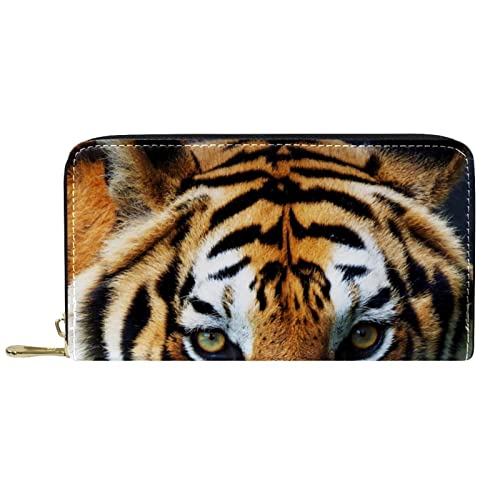 NLWQEKV Leder-Geldbörse für Herren, große Damen-Geldbörse für Karten, Tiger, Münzfach mit Reißverschluss von NLWQEKV