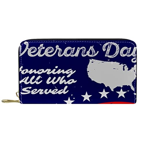 NLWQEKV Leder-Geldbörse für Herren, große Damen-Geldbörse für Karten, Veteranentag, Münzfach mit Reißverschluss von NLWQEKV