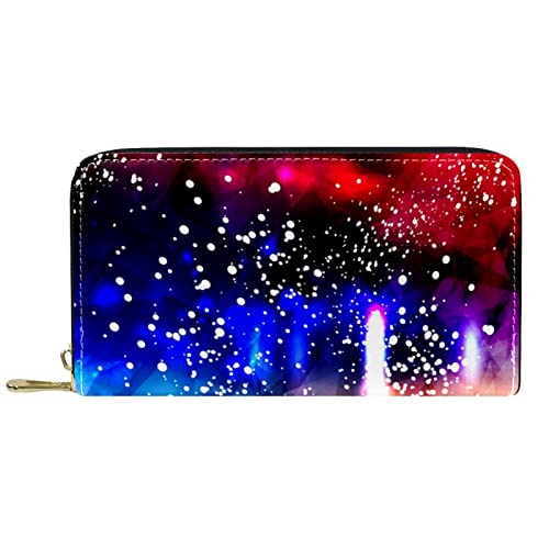 NLWQEKV Leder-Geldbörse für Herren, große Damen-Geldbörse für Karten, buntes Muster, Münzfach mit Reißverschluss von NLWQEKV