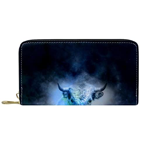 NLWQEKV Leder-Geldbörse mit Reißverschluss, Horoskop, Astrologie, Sternzeichen, Stier, personalisierbar von NLWQEKV