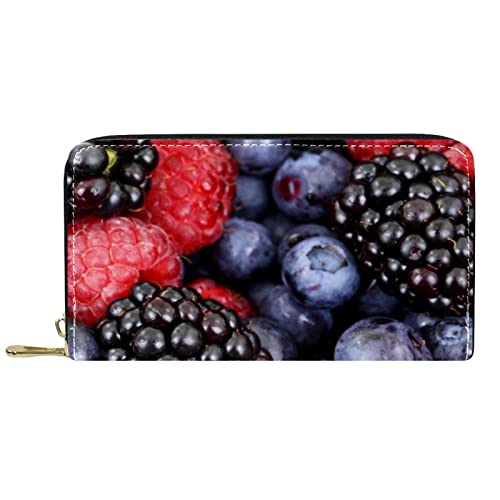 NLWQEKV Leder-Geldbörse mit Reißverschluss, Lange Geldbörse, frische Farbe, Beeren-Geldbörse aus Leder von NLWQEKV