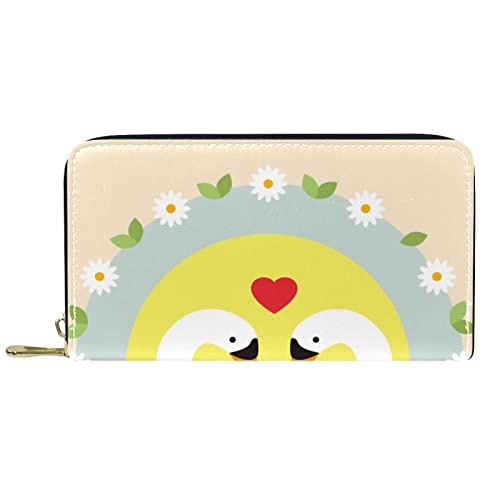 NLWQEKV Leder-Geldbörse mit Reißverschluss, Lange Geldbörse „Loving Swans-Geldbörse aus Leder von NLWQEKV