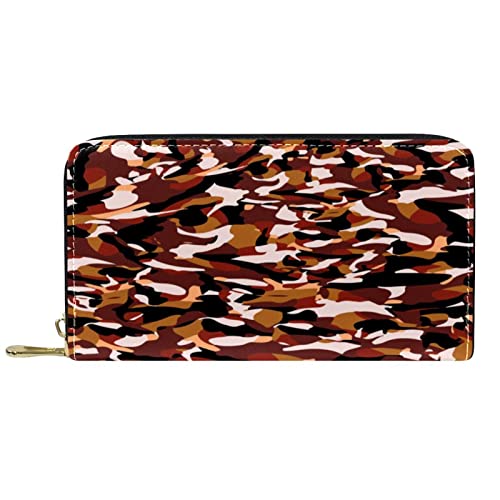 NLWQEKV Leder-Geldbörse mit Reißverschluss, Lange Geldbörse mit Multicam-Camouflage-Textur, Leder von NLWQEKV