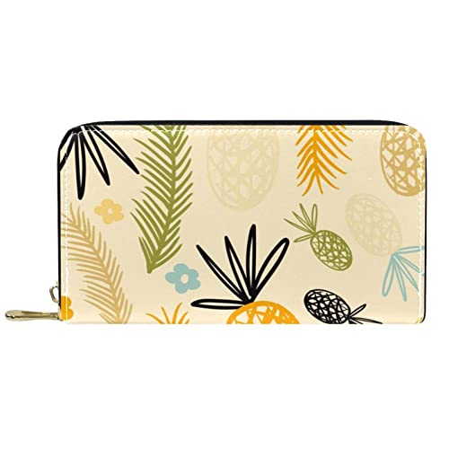 NLWQEKV Leder-Geldbörse mit Reißverschluss, Tropische Kiefer (5), personalisierbare Geldbörse von NLWQEKV