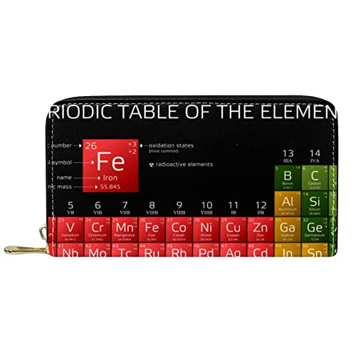 NLWQEKV Leder-Geldbörse mit Reißverschluss, langes Periodensystem der Elemente, personalisierbare Geldbörse von NLWQEKV