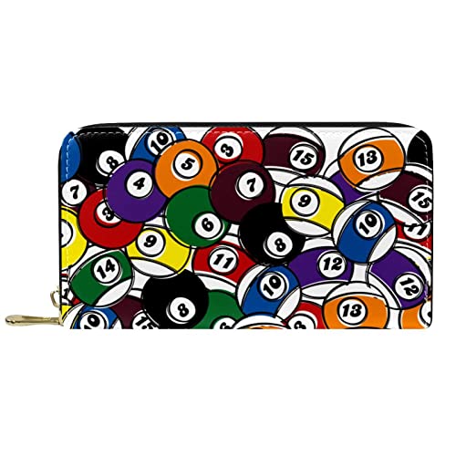 NLWQEKV Leder-Geldbörse mit Reißverschluss, langes Portemonnaie, Billardball, Alles personalisierbare Geldbörse von NLWQEKV