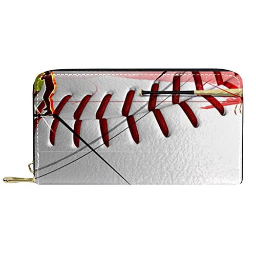 NLWQEKV Leder-Geldbörse mit Reißverschluss, personalisierbar, Baseball-Geldbörse von NLWQEKV