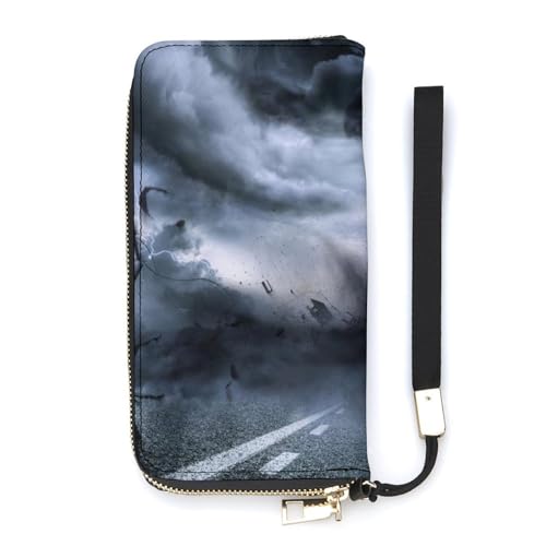 NLWQEKV Leistungsstarke Tornado-Handgelenk-Geldbörse aus Leder, langes Kartenfach, schmale Clutch-Handtasche für Damen von NLWQEKV