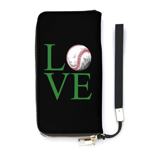 NLWQEKV Love Baseball Ball Handgelenk-Geldbörse, Leder, langes Kartenetui, schmale Clutch-Handtasche für Damen von NLWQEKV