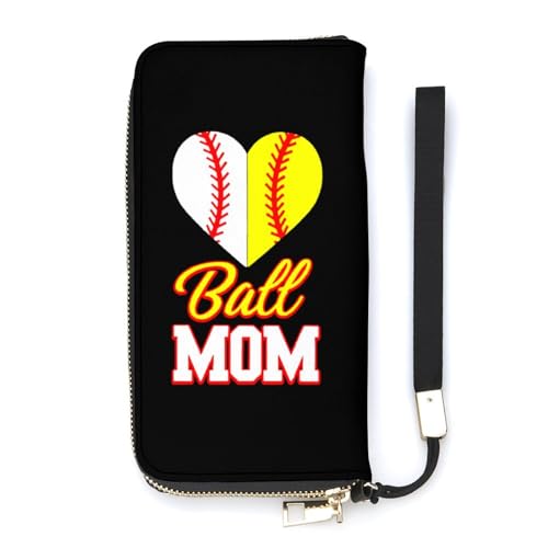 NLWQEKV Lustige Ball-Mom-Softball-Baseball-Armband-Geldbörse, Leder, Langer Kartenhalter, schmale Clutch-Handtasche für Damen von NLWQEKV