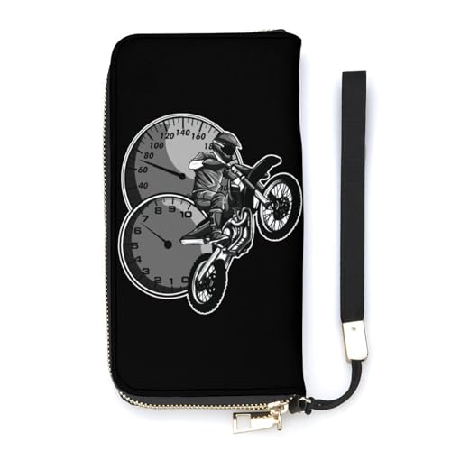 NLWQEKV Motocross Dirt Bike Handgelenk-Geldbörse, Leder, Langer Kartenhalter, schmale Clutch-Handtasche für Damen von NLWQEKV