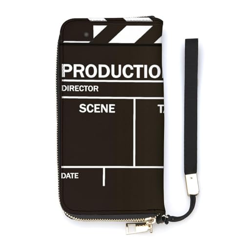 NLWQEKV Movie Clapper Board Handgelenk-Geldbörse, Leder, langes Kartenetui, schmale Clutch-Handtasche für Damen von NLWQEKV