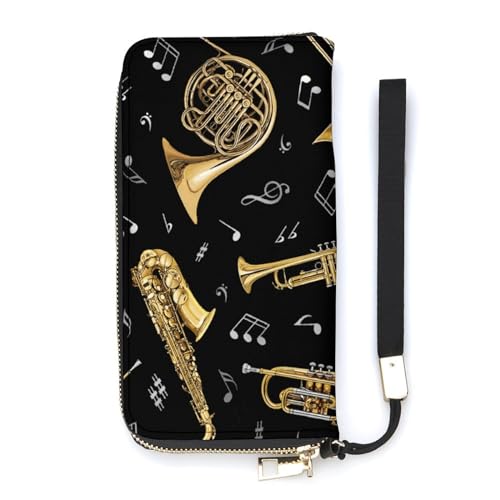 NLWQEKV Musical Instrumenta Armband-Geldbörse, Leder, langes Kartenetui, schmale Clutch-Handtasche für Damen von NLWQEKV