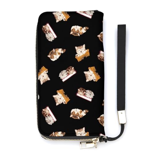 NLWQEKV Muster Einer Katze Handgelenk-Geldbörse Leder Langer Kartenhalter Geldbörse Schlanke Clutch-Handtasche für Frauen von NLWQEKV