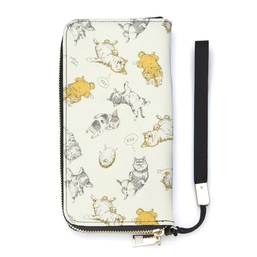 NLWQEKV Napping Dogs Cats Pets Armband-Geldbörse, Leder, Langer Kartenhalter, schmale Clutch-Handtasche für Damen von NLWQEKV