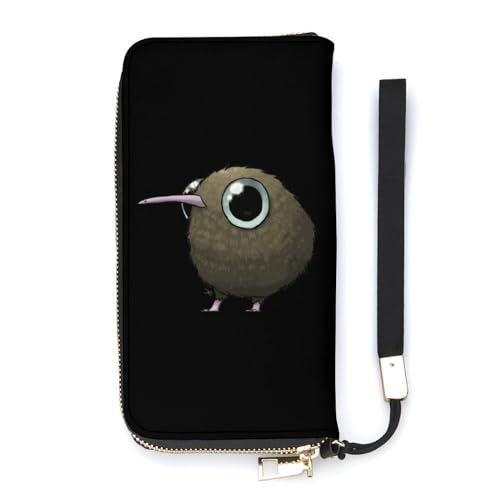 NLWQEKV Niedliche Fat Kiwi Bird Handgelenk-Geldbörse, Leder, Langer Kartenhalter, schmale Clutch-Handtasche für Damen von NLWQEKV