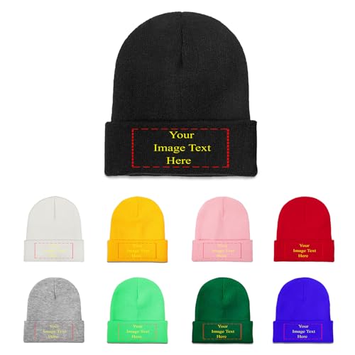 NLWQEKV Personalisierte Beanie-Mütze mit Ihrem Fototext, Namenslogo, personalisierte Strickmütze, Totenkopfmütze, Chemo-Mütze, Baggy-Mütze, individuelle warme Wintermütze für Männer und Frauen von NLWQEKV