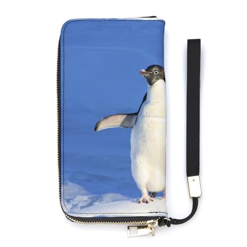 NLWQEKV Pinguin-Armband-Geldbörse, Leder, langes Kartenfach, schmale Clutch-Handtasche für Damen von NLWQEKV