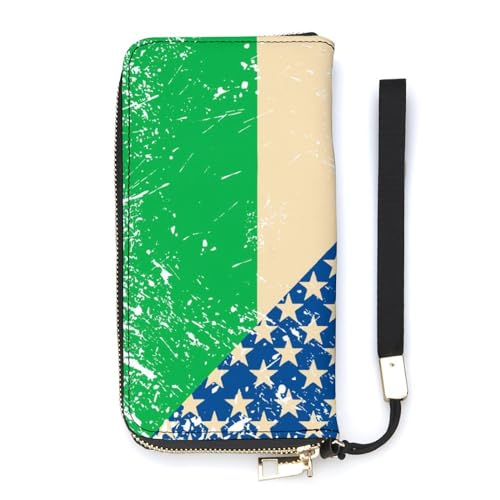 NLWQEKV Portemonnaie mit amerikanischer und Italienischer Retro-Flagge, Leder, Langer Kartenhalter, schmale Clutch-Handtasche für Damen von NLWQEKV