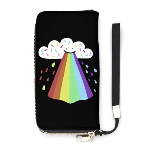 NLWQEKV Rainbow Blast Handgelenk-Geldbörse, Leder, langes Kartenfach, schmale Clutch-Handtasche für Damen von NLWQEKV