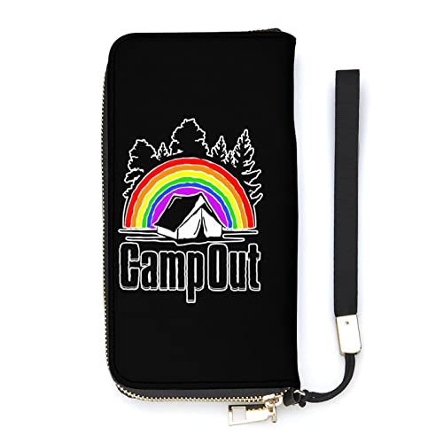 NLWQEKV Rainbow Travel CampLeder-Geldbörse, großes Fassungsvermögen, Clutch, Handytasche, Geldbörse, Kreditkartenetui mit Handschlaufe für Männer und Frauen von NLWQEKV