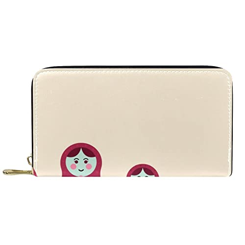 NLWQEKV Russische Matroschka-Puppen-Geldbörse, Leder, Lange Geldbörse mit Reißverschluss von NLWQEKV