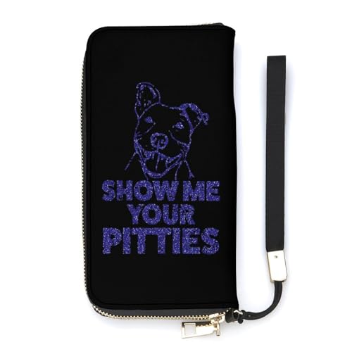 NLWQEKV Show Me Your Pitties Handgelenk-Geldbörse, Leder, langes Kartenetui, schmale Clutch-Handtasche für Damen von NLWQEKV