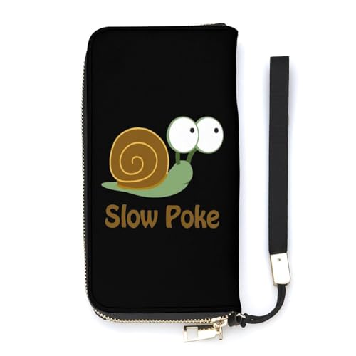 NLWQEKV Slow Poke Snail Handgelenk-Geldbörse, Leder, langes Kartenfach, schmale Clutch-Handtasche für Damen von NLWQEKV