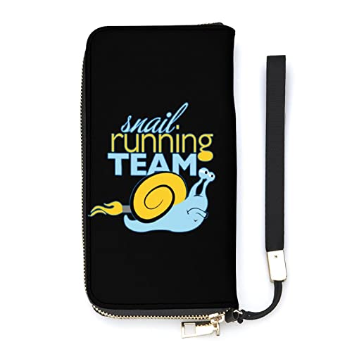 NLWQEKV Snail Running Team Leder-Geldbörse, großes Fassungsvermögen, Clutch, Handytasche, Geldbörse, Kreditkartenetui mit Handschlaufe für Männer und Frauen von NLWQEKV