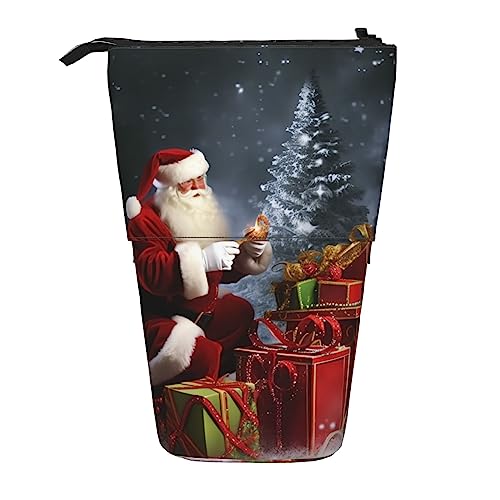 NLWQEKV Stehendes Federmäppchen, teleskopischer Stifthalter, Frohe Weihnachten, Weihnachtsmann-Geschenk, Aufdruck, Schreibwarenetui, Make-up-Kosmetiktasche von NLWQEKV