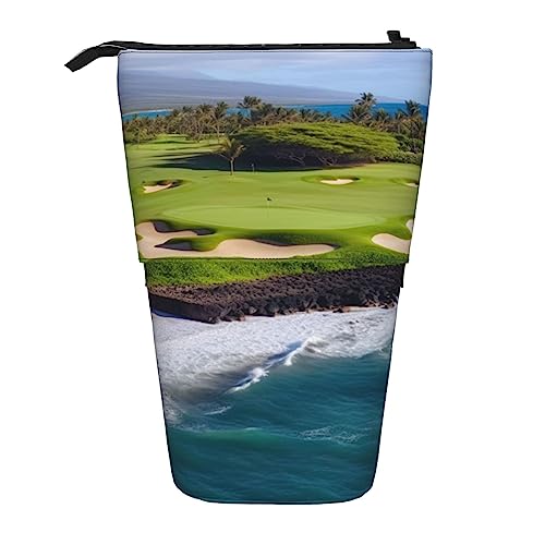 NLWQEKV Stehendes Federmäppchen, teleskopischer Stifthalter, Hawaii-Strand, Golfplatz, Bedruckt, Schreibwarenetui, Make-up-Kosmetiktasche von NLWQEKV