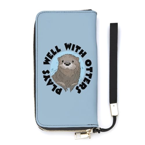 NLWQEKV Süßes Otter-Handgelenk-Geldbörse, Leder, langes Kartenfach, schmale Clutch-Handtasche für Damen NLWQEKV Süßes Otter-Handgelenk-Geldbörse, Leder, langes Kartenfach, schmale Clutch-Handtasche für Damen von NLWQEKV