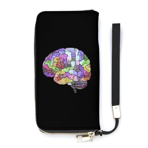 NLWQEKV The Rainbow Brain Armband-Geldbörse aus Leder, langes Kartenfach, schmale Clutch-Handtasche für Damen von NLWQEKV