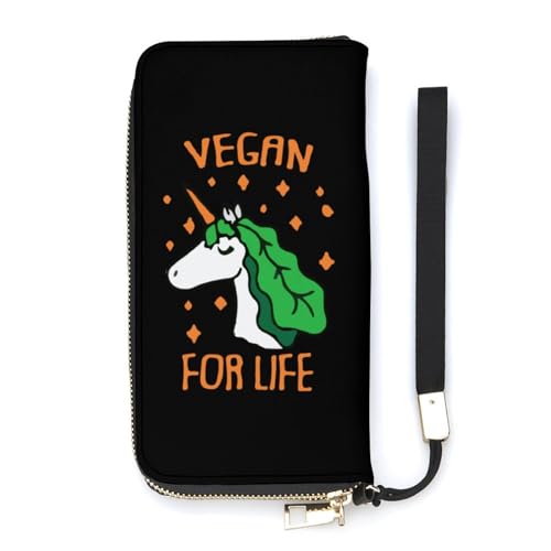 NLWQEKV Veganes Einhorn-Handgelenk-Geldbörse, Leder, langes Kartenetui, schmale Clutch-Handtasche für Damen von NLWQEKV