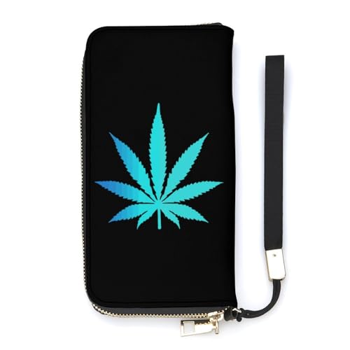 NLWQEKV Weed Leaf Handgelenk-Geldbörse, Leder, langes Kartenfach, schmale Clutch-Handtasche für Damen von NLWQEKV