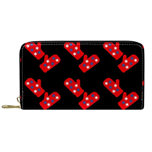 NLWQEKV Weihnachten Winter Schwarze Geldbörse Leder Leder Reißverschluss Lange Geldbörse von NLWQEKV