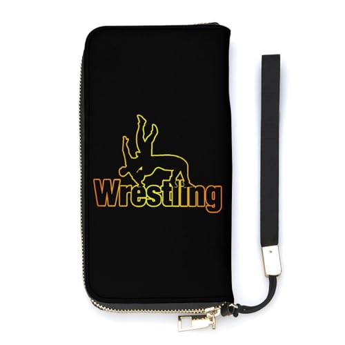 NLWQEKV Wrestling-Armband-Geldbörse, Leder, Langer Kartenhalter, schmale Clutch-Handtasche für Damen von NLWQEKV