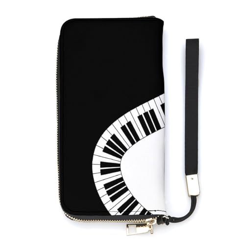 NLWQEKV Yin Yang Piano Keys Armband-Geldbörse, Leder, Langer Kartenhalter, schmale Clutch-Handtasche für Damen von NLWQEKV