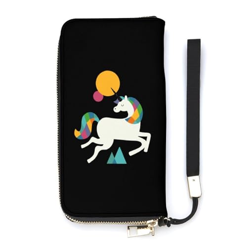 NLWQEKV to Be A Unicorn Handgelenk-Geldbörse, Leder, langes Kartenfach, schmale Clutch-Handtasche für Damen von NLWQEKV