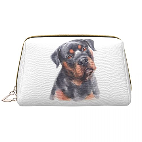 Niedlicher Rottweiler-Hund, große Leder-Make-up-Tasche, Kosmetiktasche mit Reißverschluss, Reise-Kosmetik-Organizer für Frauen und Mädchen von NLWQEKV